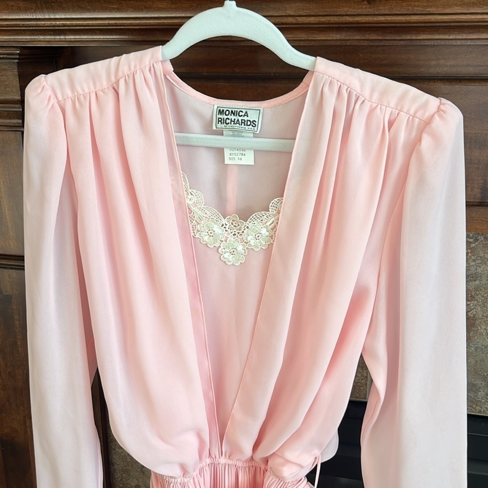 Light pink vintage dress balletcore feminine coquette fairy whimsical size 10 - Picture 3 of 11